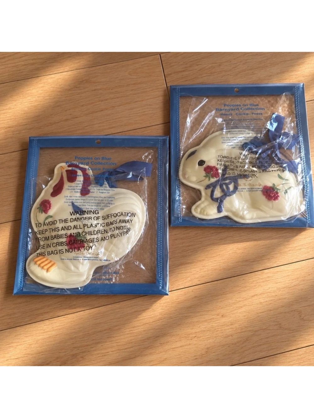 Lenox Poppies on Blue Barnyard Rabbit Rooster Cookie Press Molds Set of 2